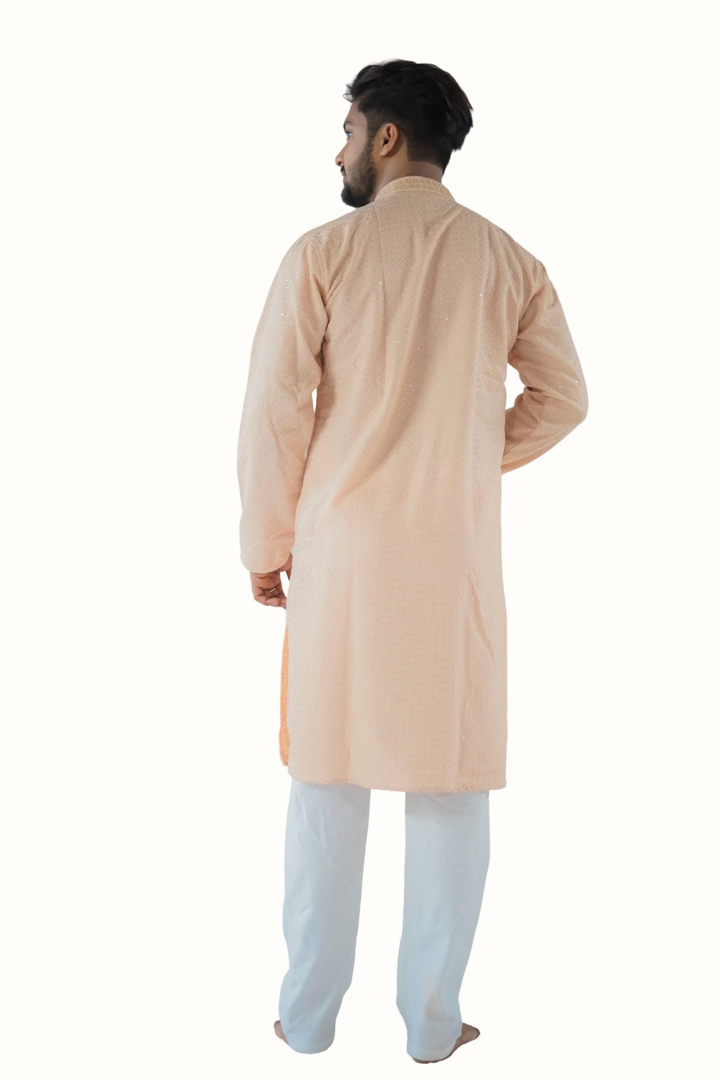 Men Embroidered Cotton Silk Straight Kurta  (Beige)