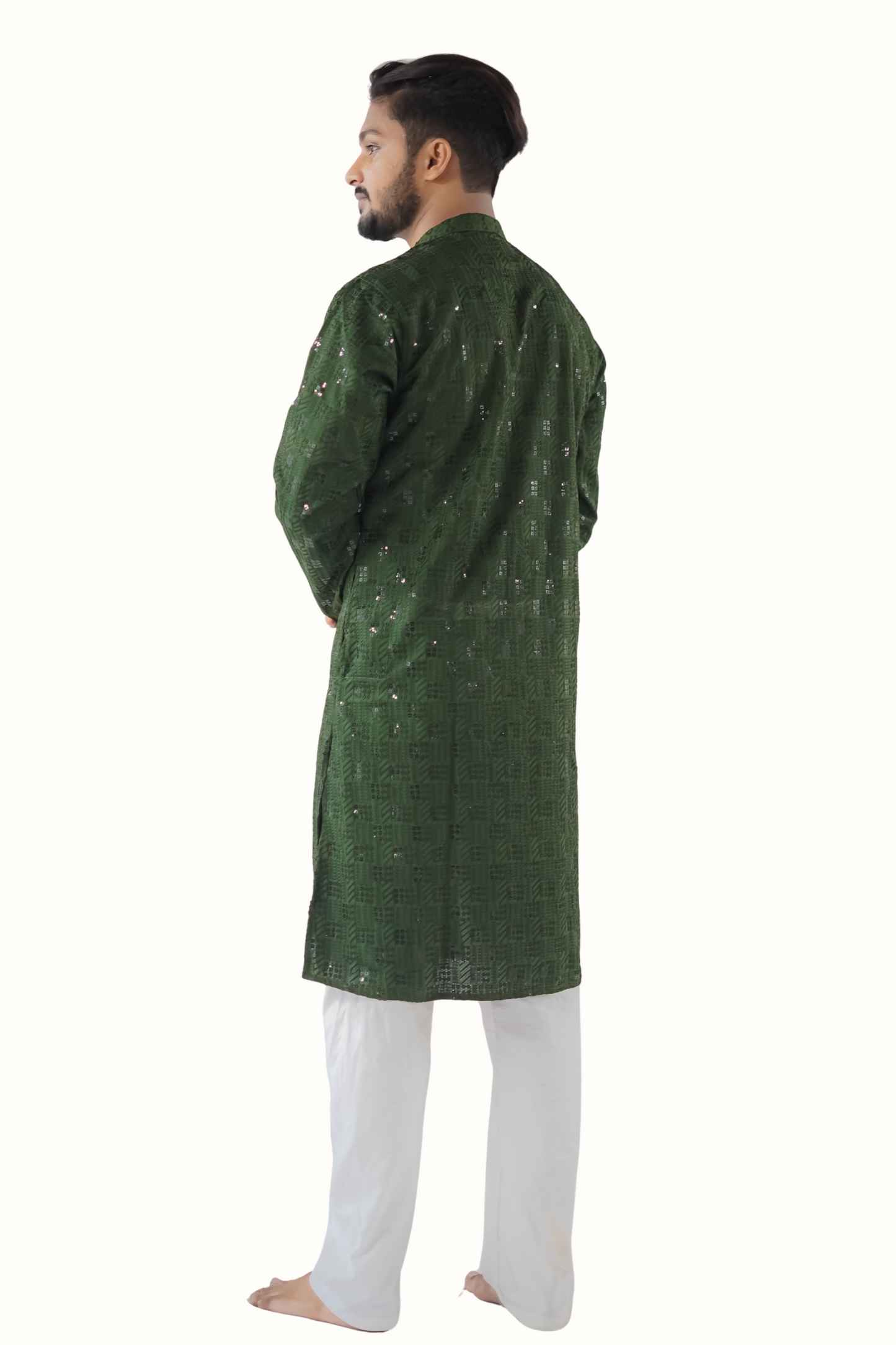 Men Ethnic Motifs Embroidered Regular Sequinned Kurta with Pyjamas
