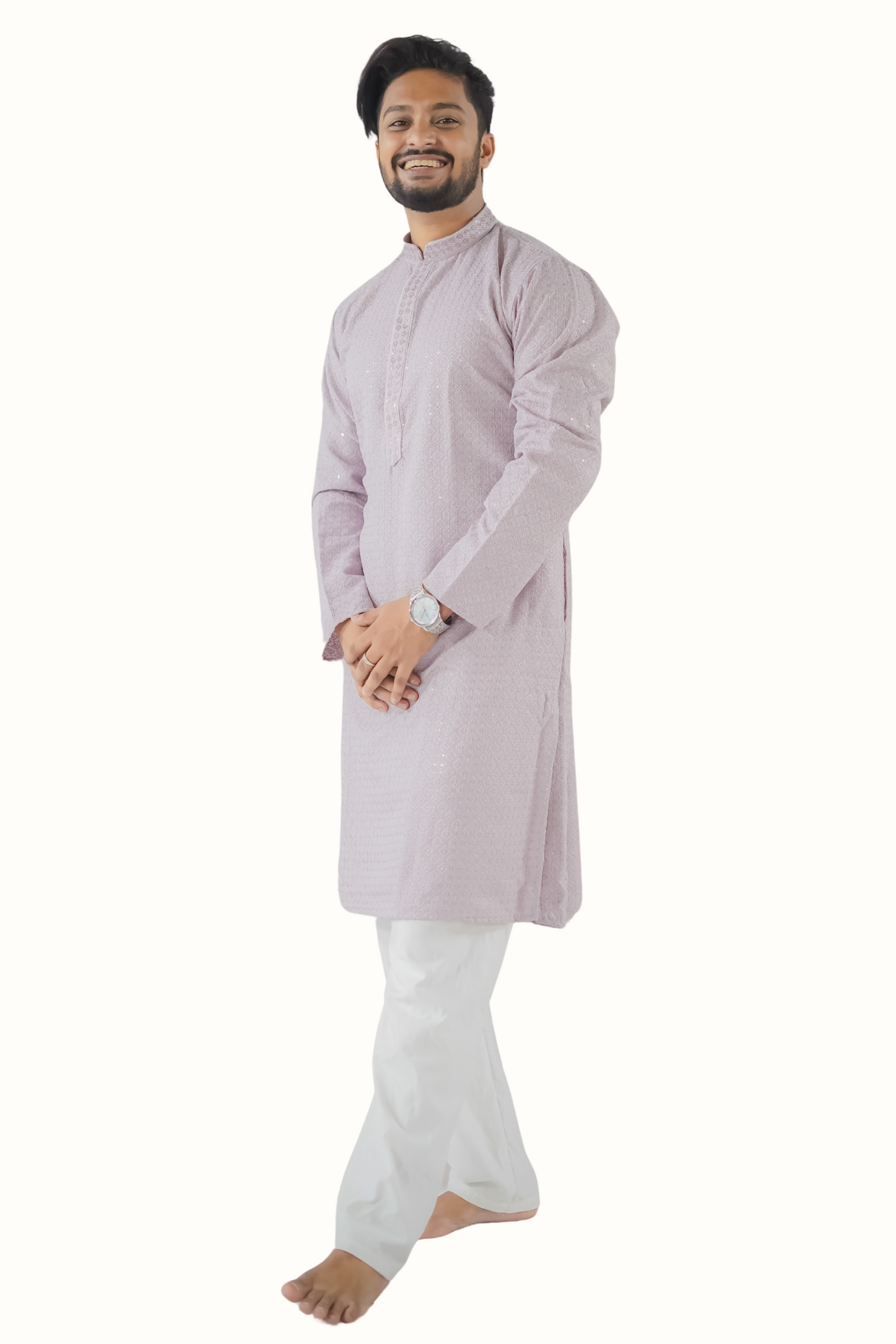 Exotic India Men's grey Cotton Kurta Pyjama