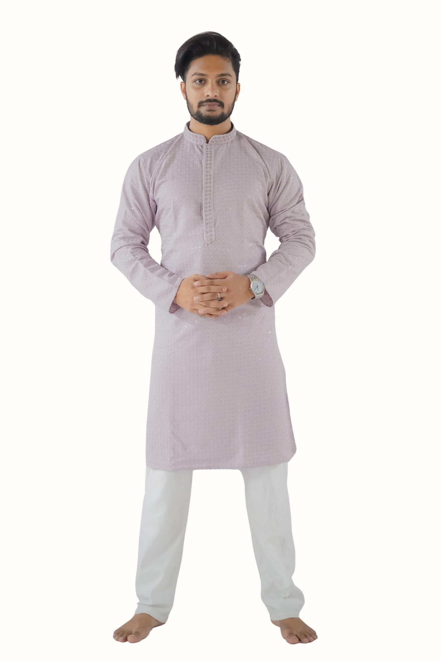 Exotic India Men's grey Cotton Kurta Pyjama