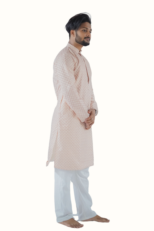 Men Embroidered Regular Fit Kurta with Pyjamas