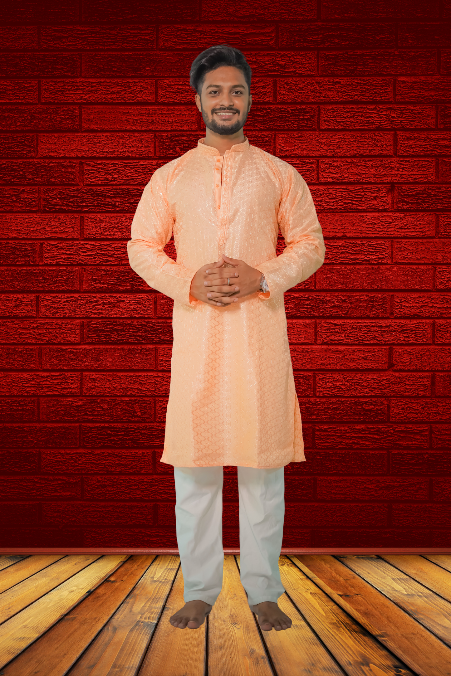 Peach Colour Function Wear Exclusive Wholesale Kurta Pajama