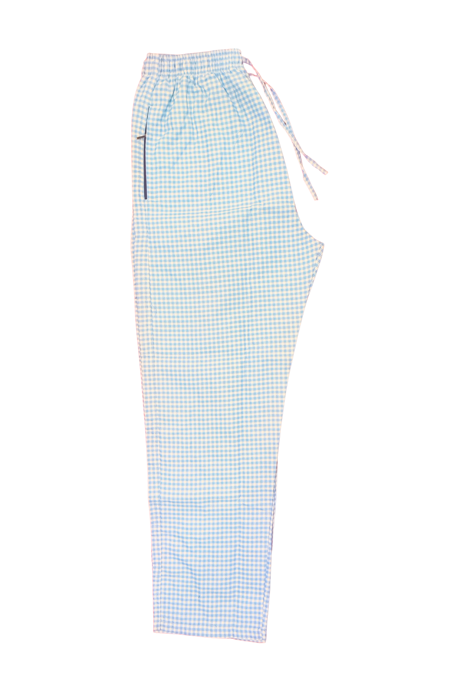 CottCraft Men’s Oxford Cotton Sky Blue & White Checked Straight-Fit Pyjama with Side Pockets
