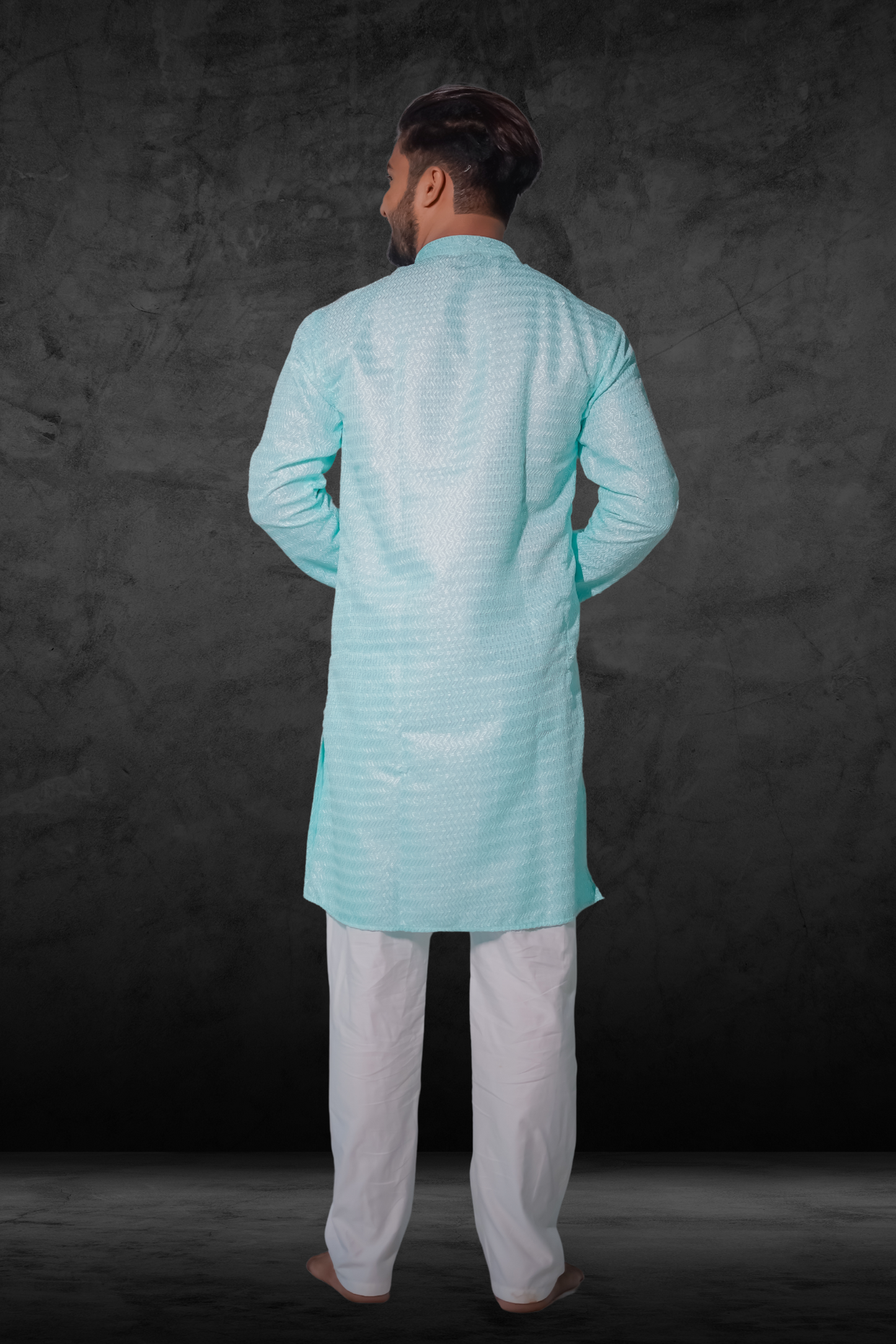 Lime Green Green Chikankari Embroidered Woven Design Straight Kurta With Pyjama