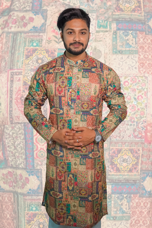 Men's stylist kurta from Cotton With Crosschat Sequence Work with payjama