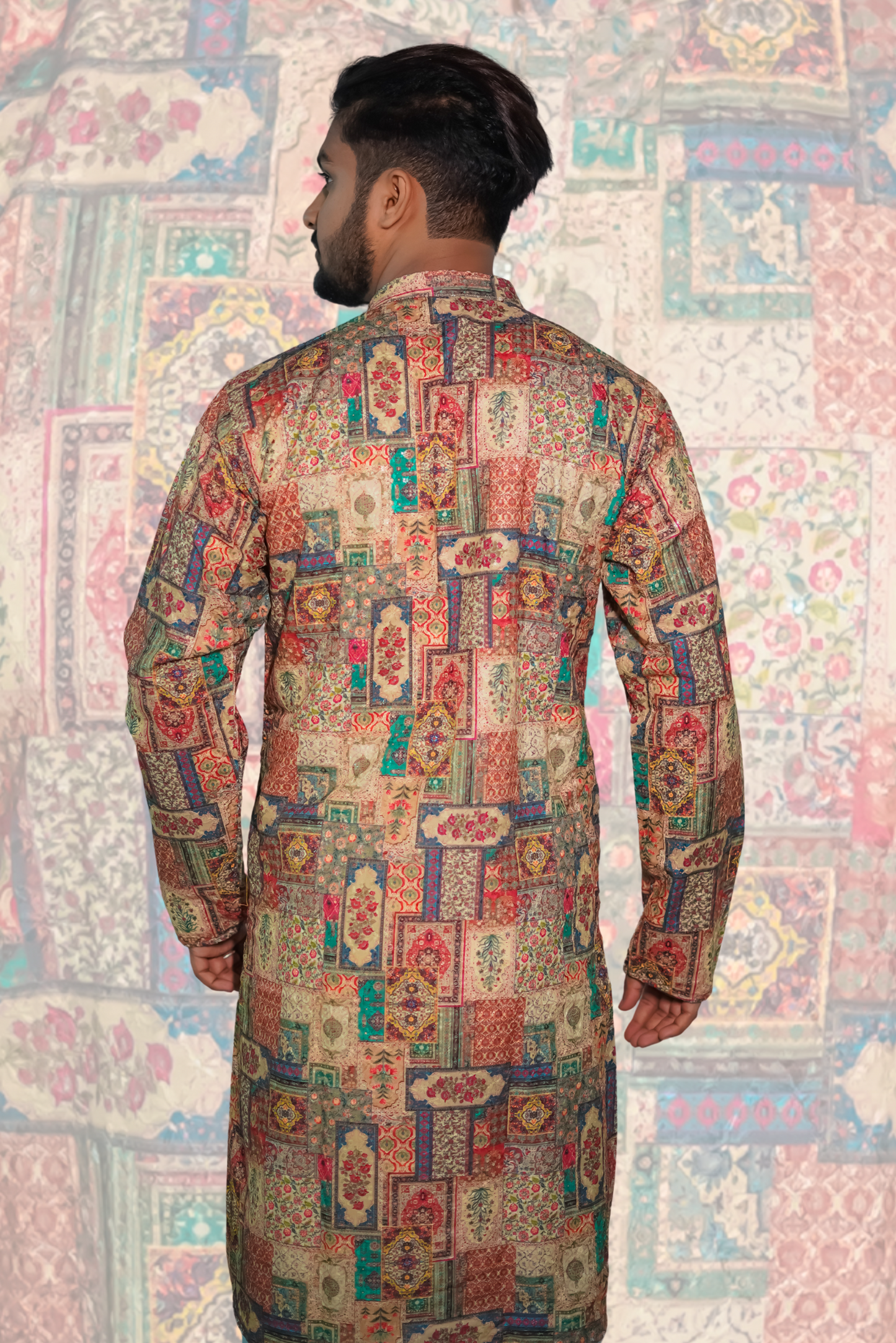 Men's stylist kurta from Cotton With Crosschat Sequence Work with payjama
