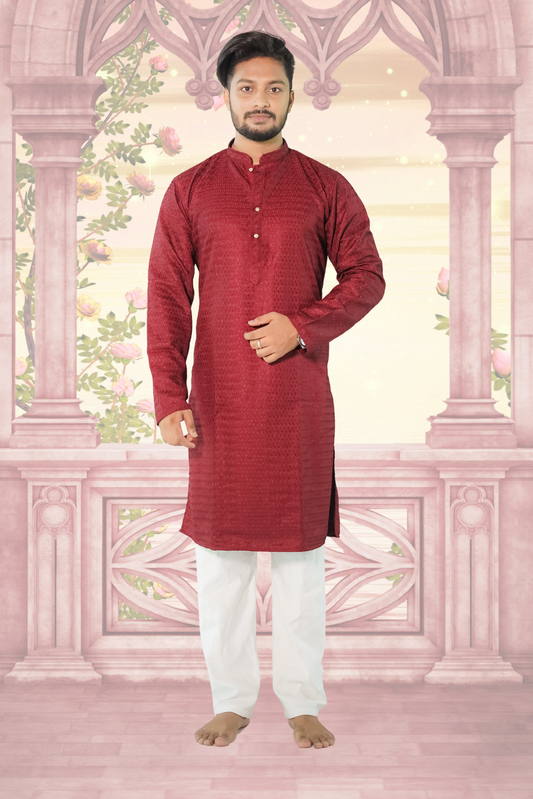 men mandarin neck kurta pyjama ethnic wear set