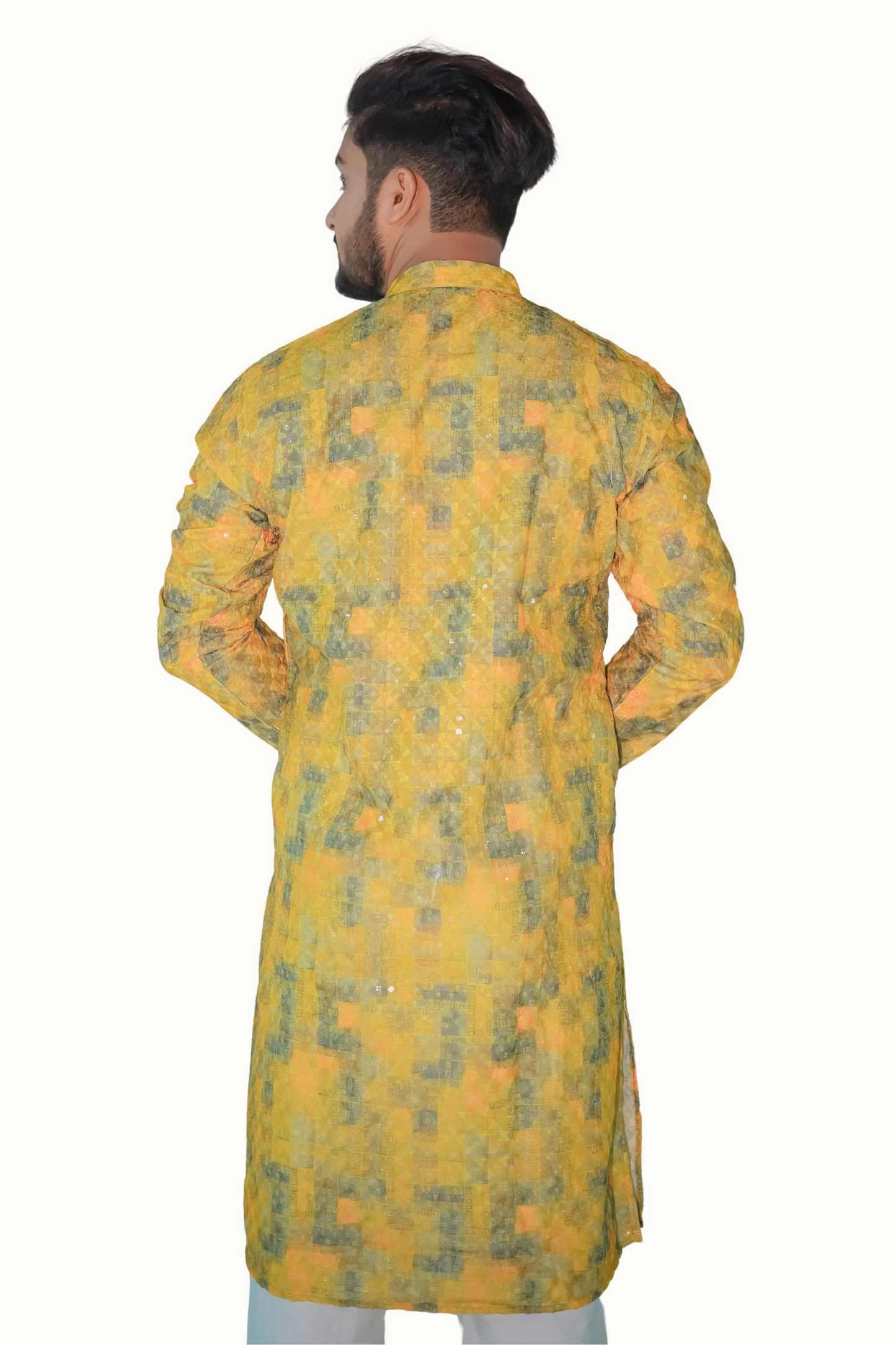 Traditional Printed Chicken Cotton Kurta with Mandarin Collar