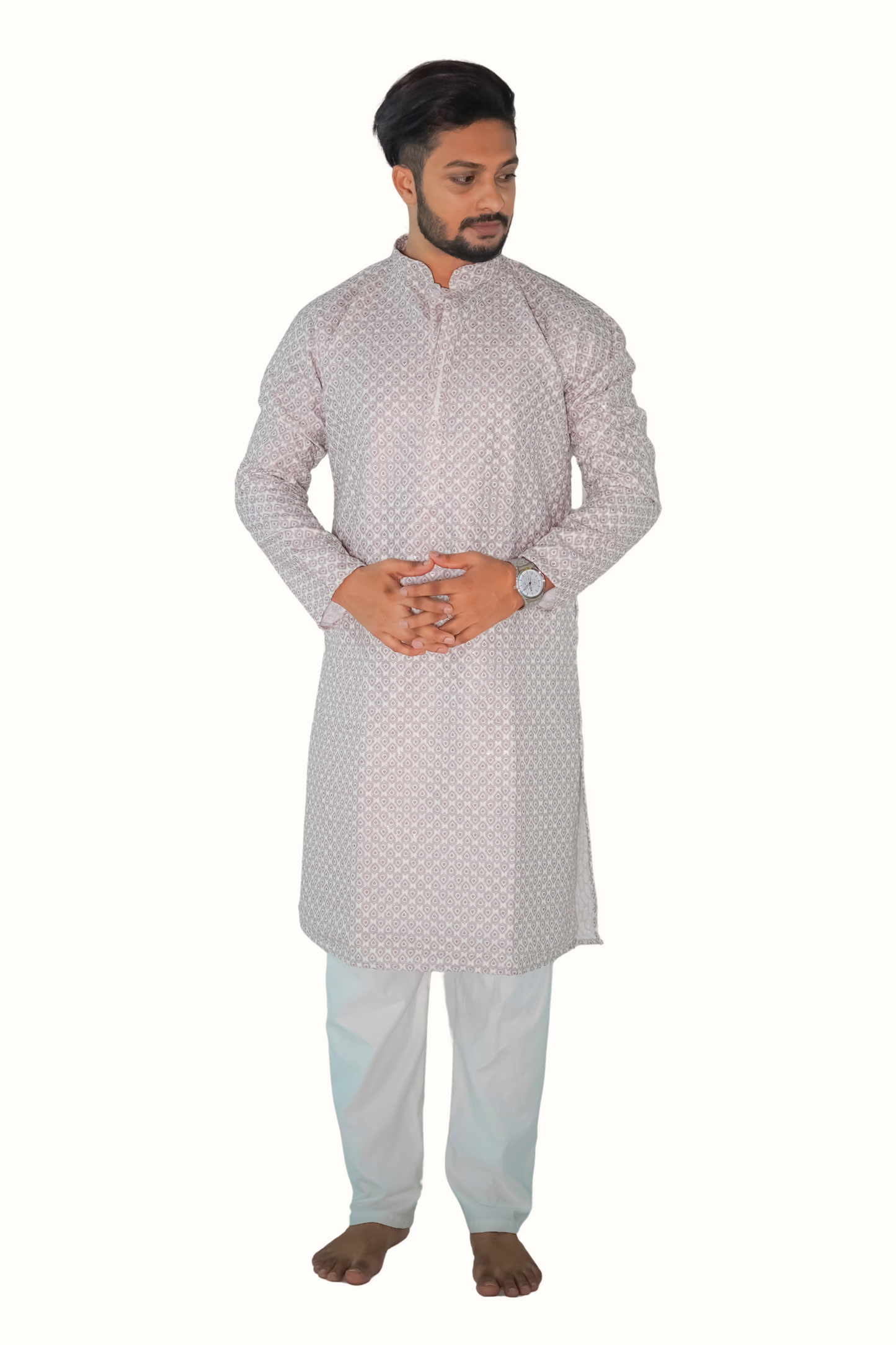 Men's embroidery gliter sequins rayon cotton fabric kurta_pyjama Set