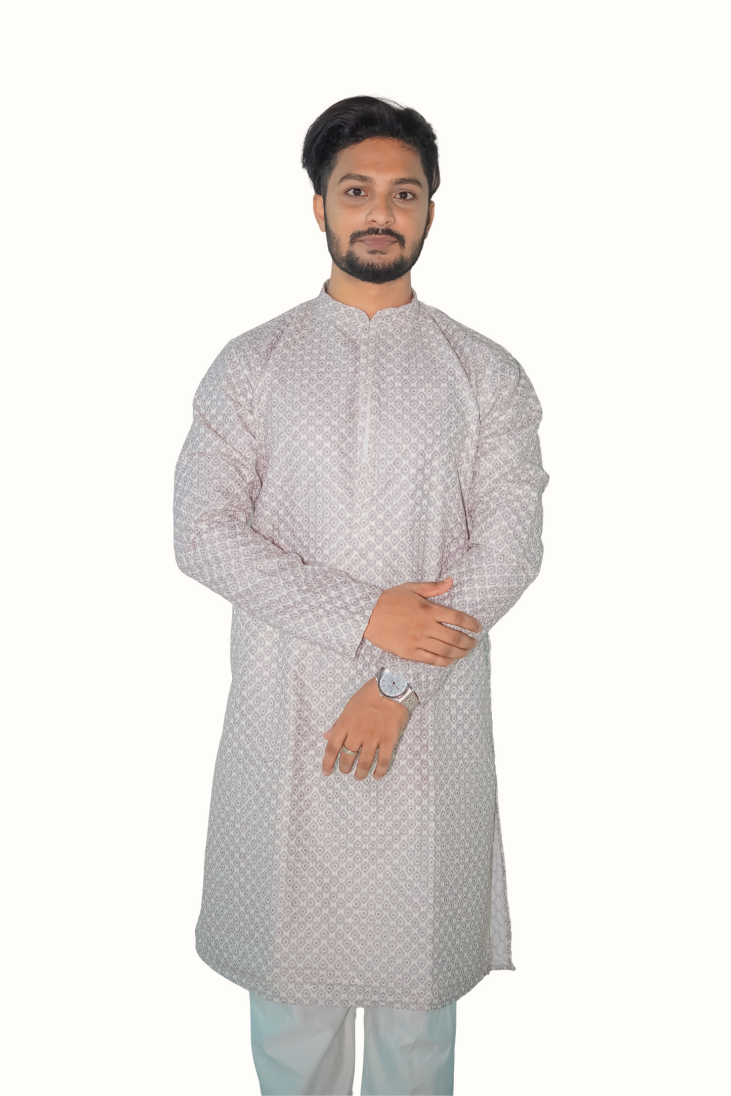 Men's embroidery gliter sequins rayon cotton fabric kurta_pyjama Set