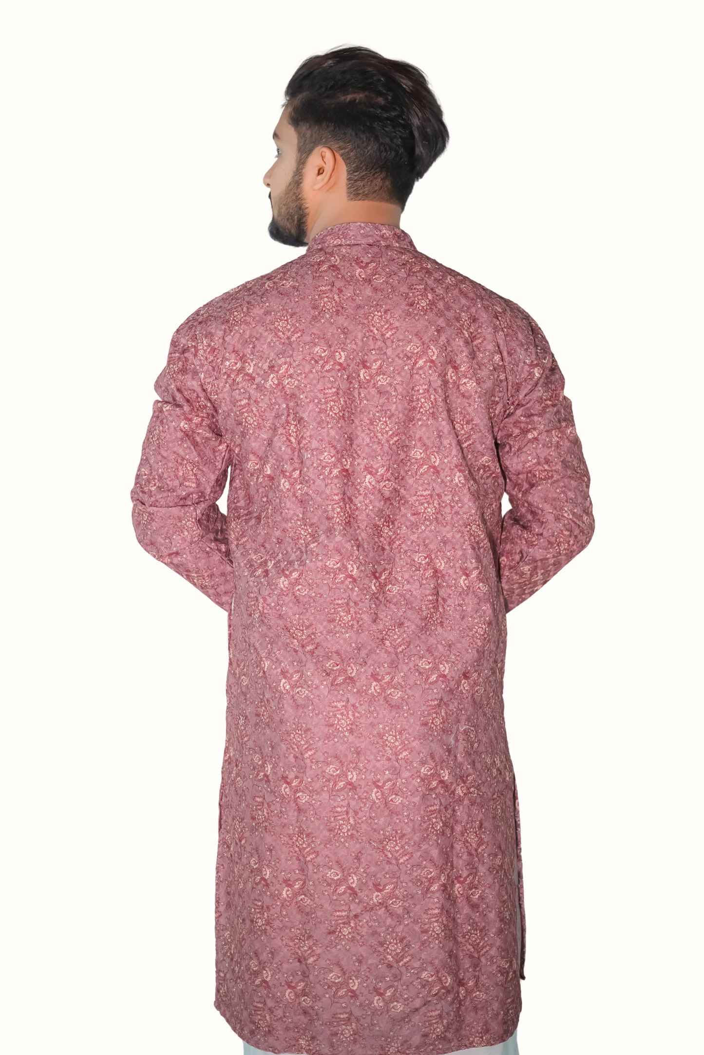 Lakhnavi Chikan Kurta Pajama Set with Metallic-Thread Embroidery