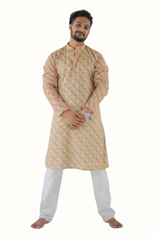 Printed Poly Silk Kurta Pyjama
