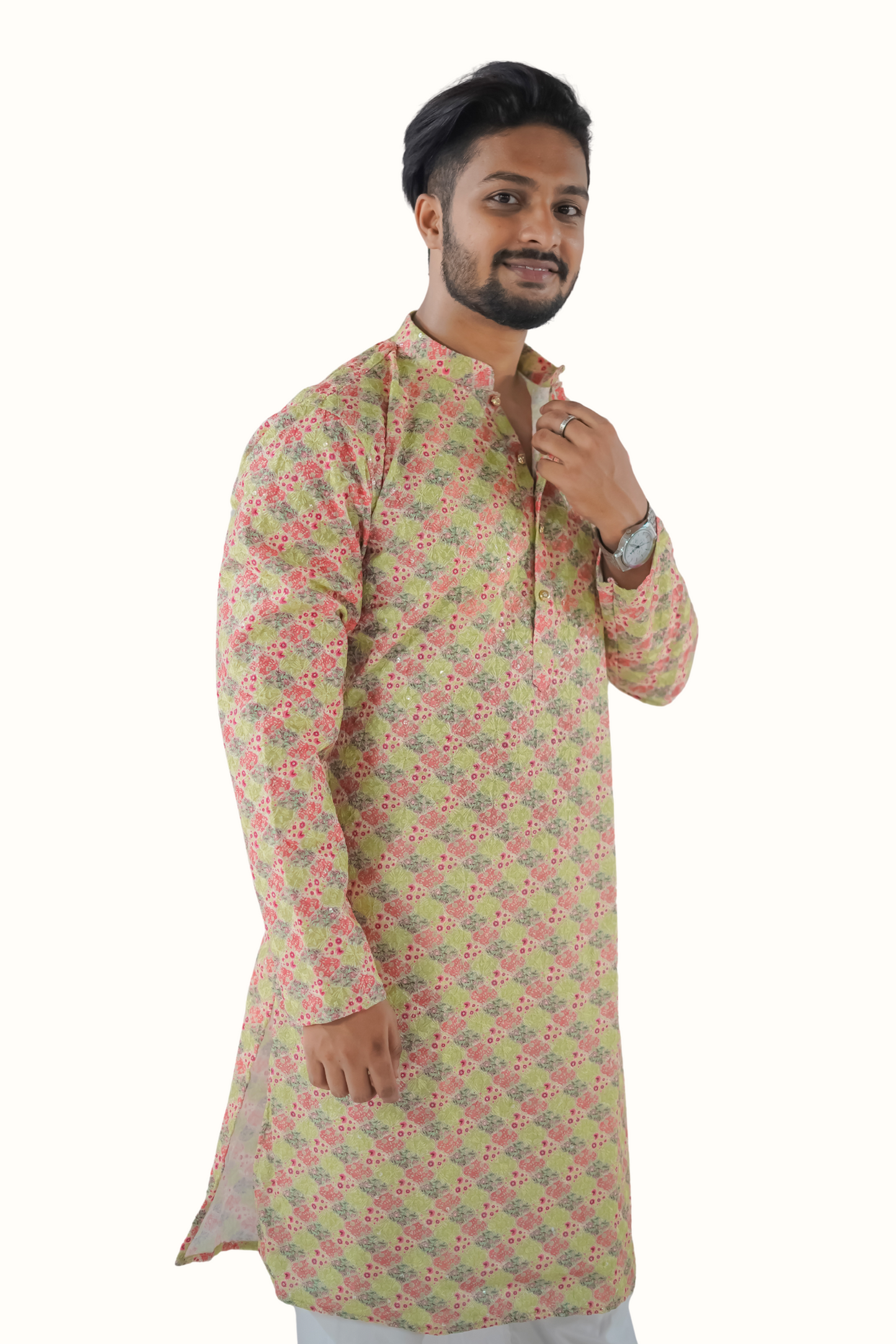 Printed Poly Silk Kurta Pyjama