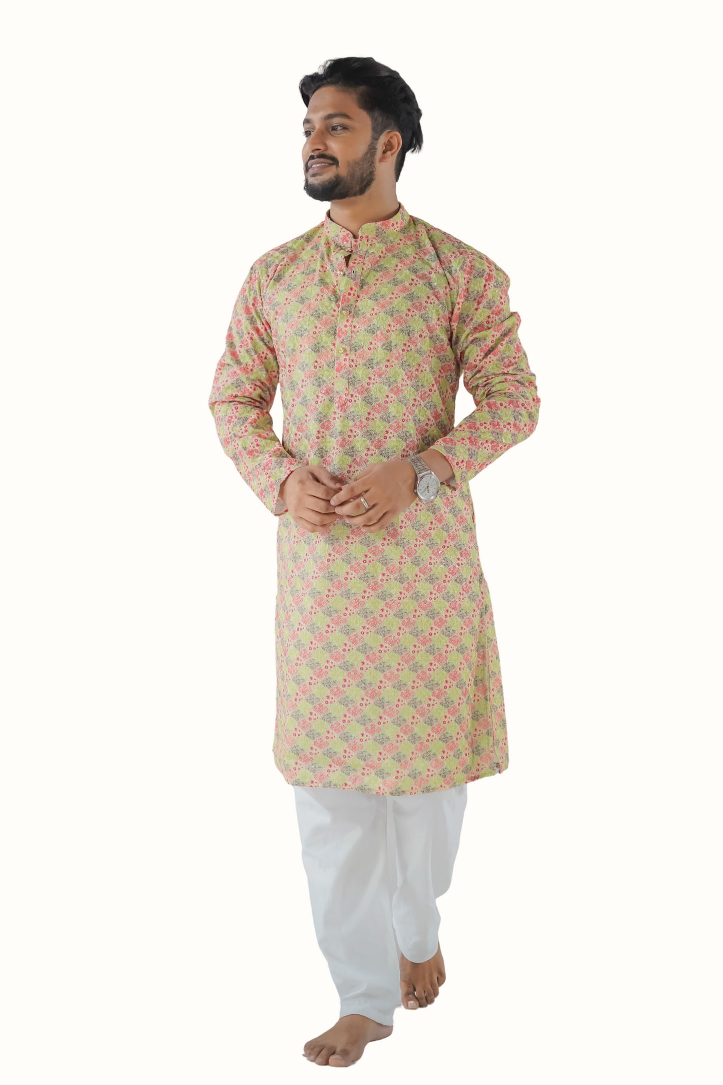 Printed Poly Silk Kurta Pyjama