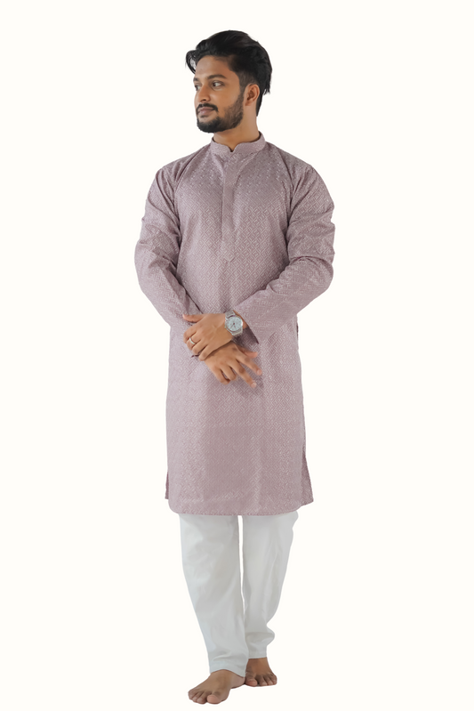 Art Silk Kurta Pajama for Men | Fancy Batton Stitch Style | Classic Ceremony Wear