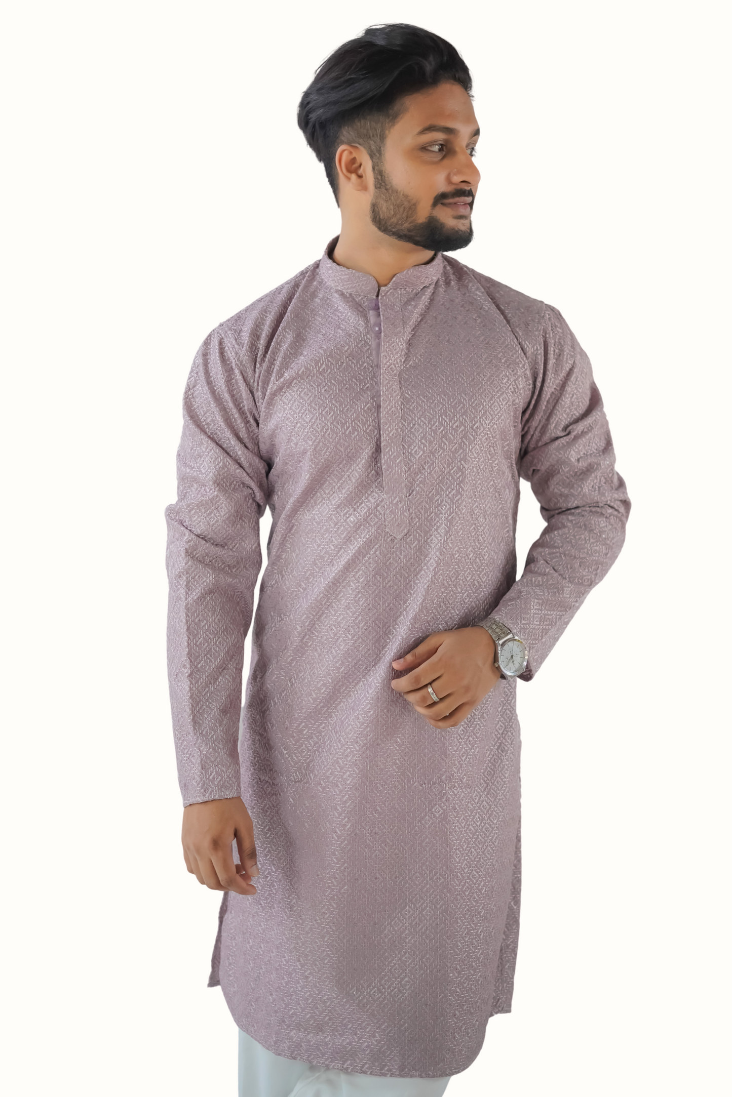 Art Silk Kurta Pajama for Men | Fancy Batton Stitch Style | Classic Ceremony Wear