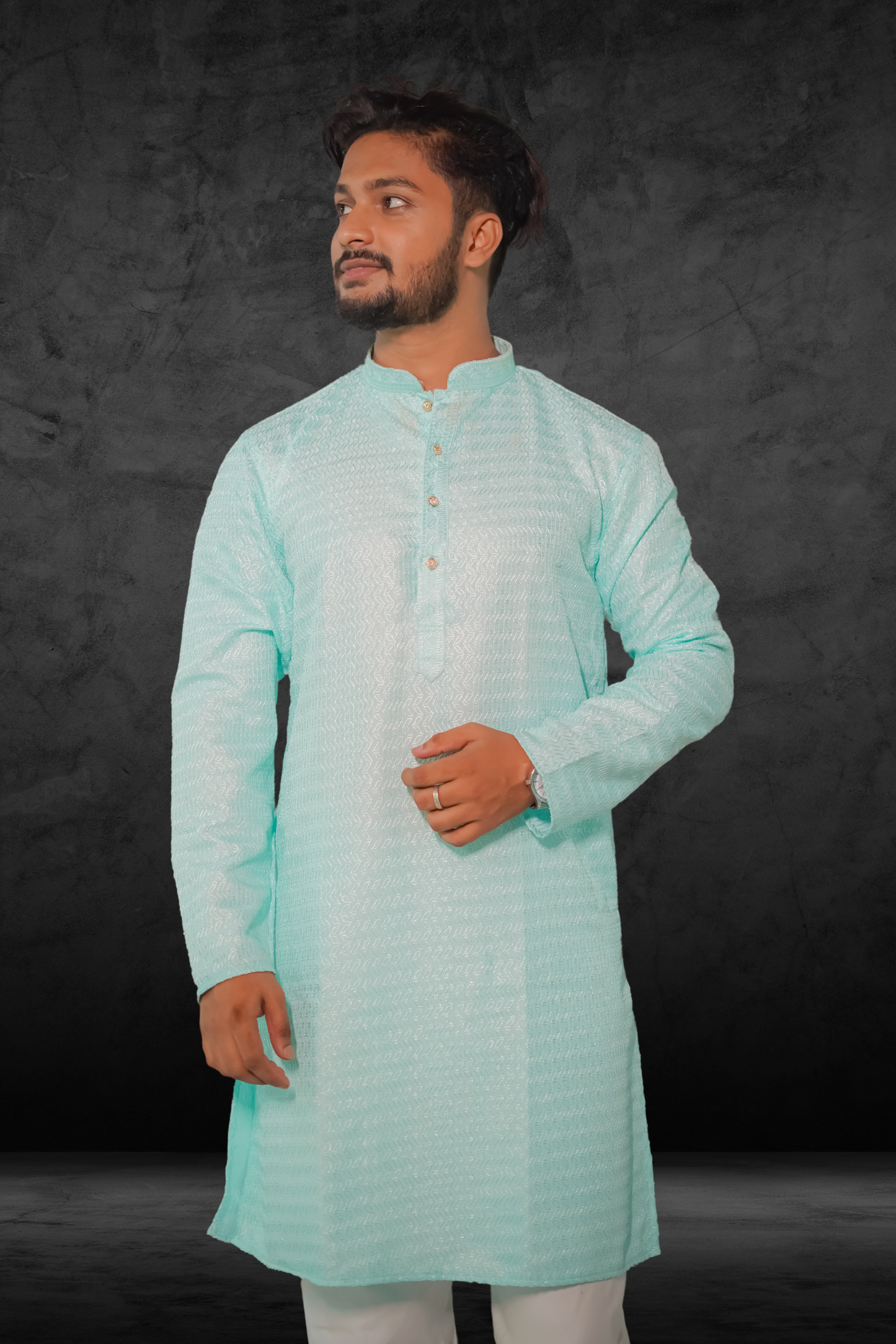 Lime Green Green Chikankari Embroidered Woven Design Straight Kurta With Pyjama
