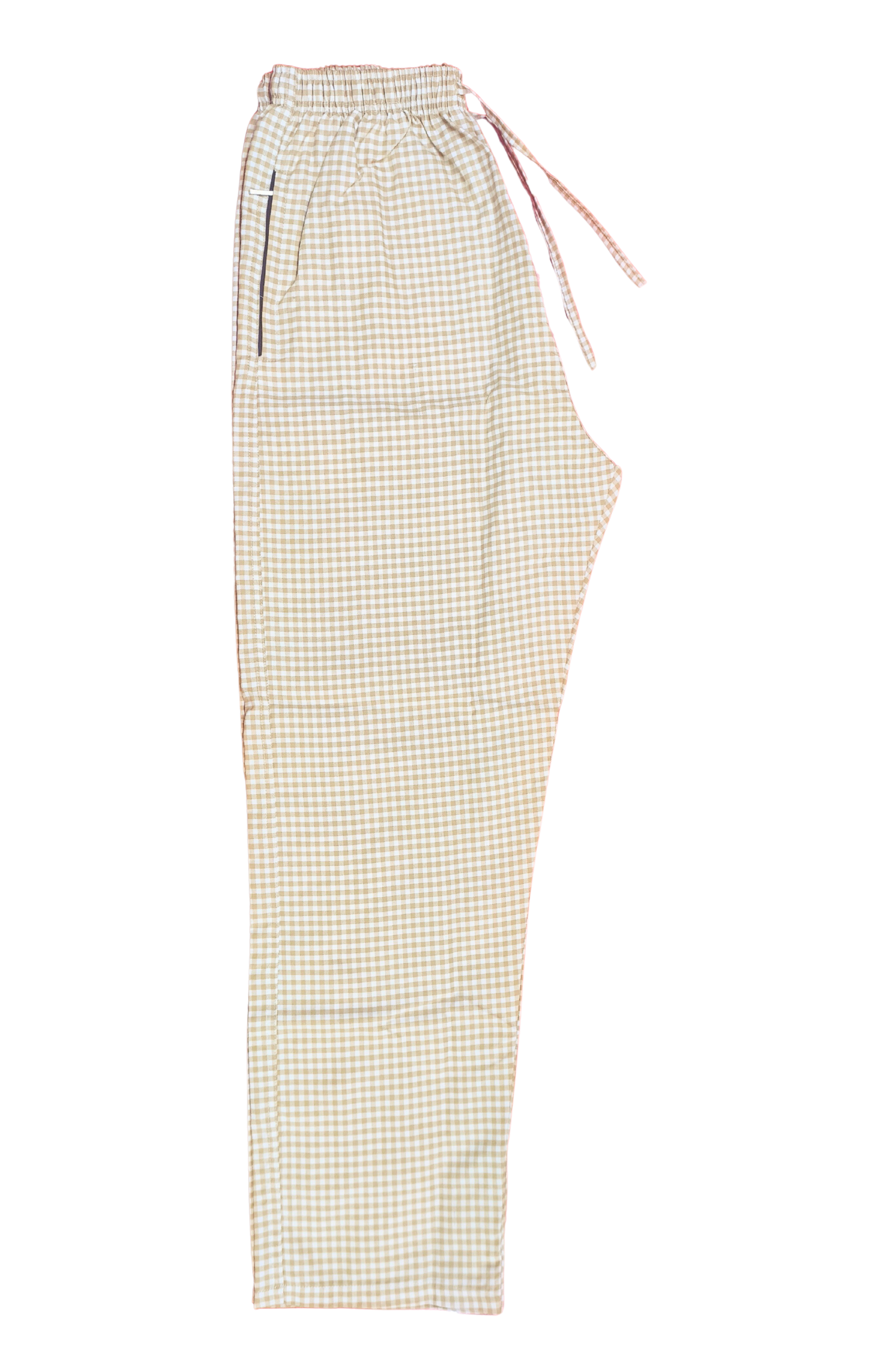 CottCraft Men’s Oxford Cotton Beige & White Checked Straight-Fit Pyjama