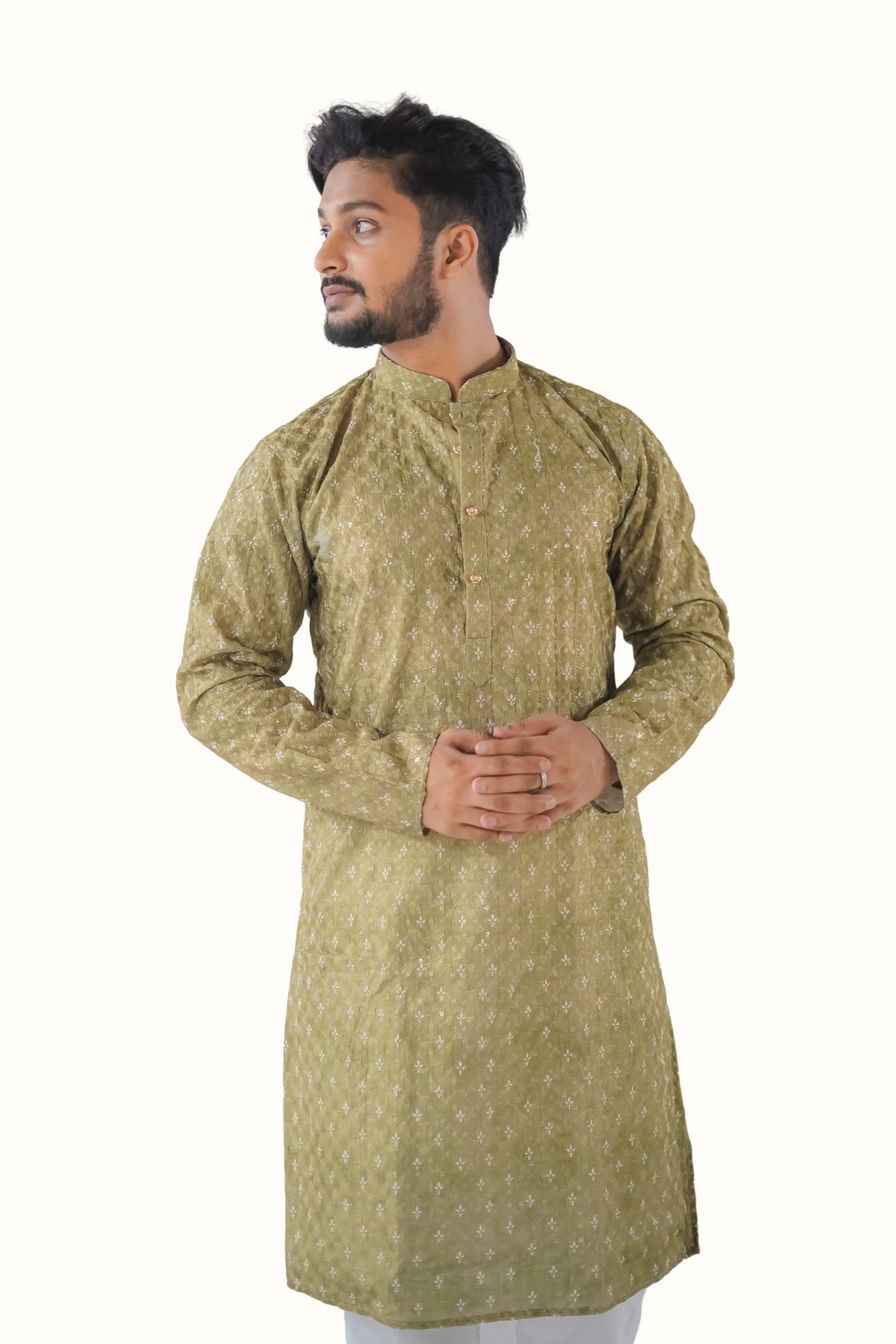 Men's Viscose Blend Embroidery Stone Work Kurta Set