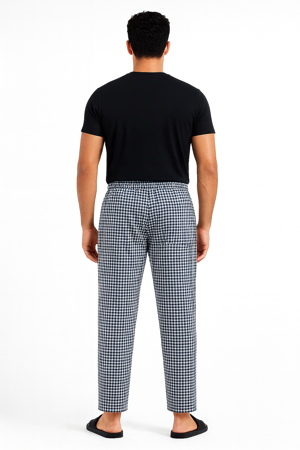 CottCraft Men’s Oxford Cotton Black & White Checked Straight-Fit Pyjama with Side Pockets