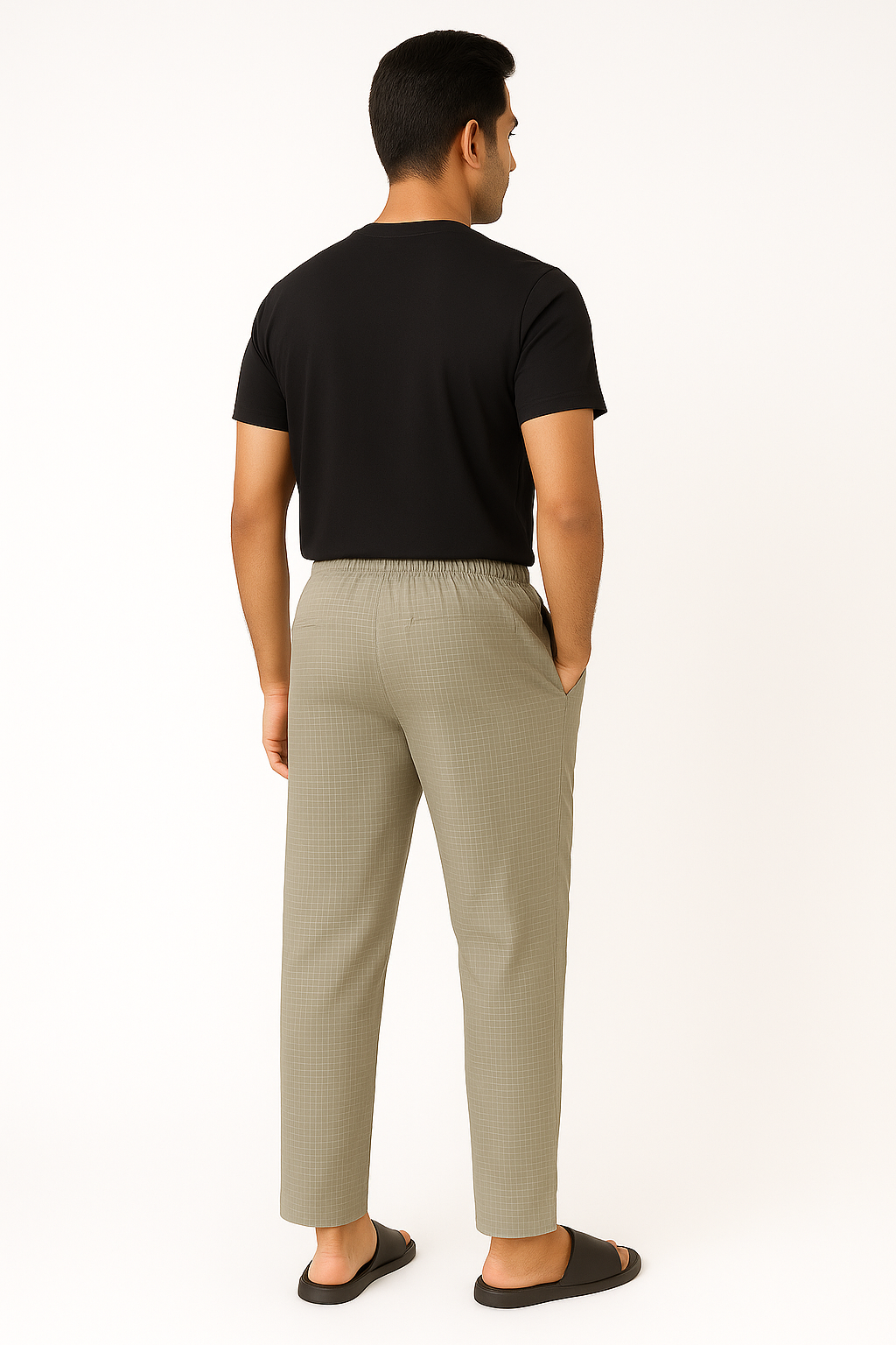 CottCraft Men’s Light Grey-Green Graph Pattern Oxford Cotton Pyjama