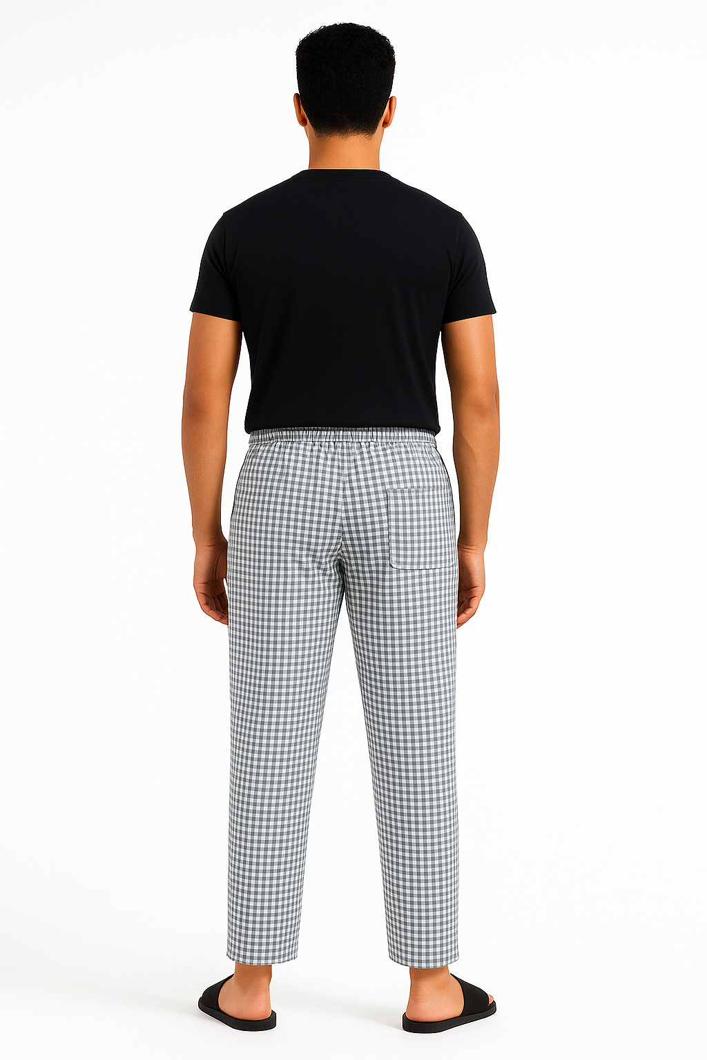 CottCraft Men’s Grey & White Checked Oxford Cotton Pyjama