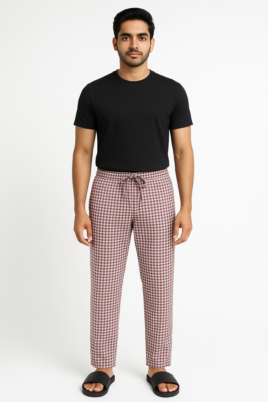 CottCraft Oxford Cotton Checked Pyjama with Side Pockets