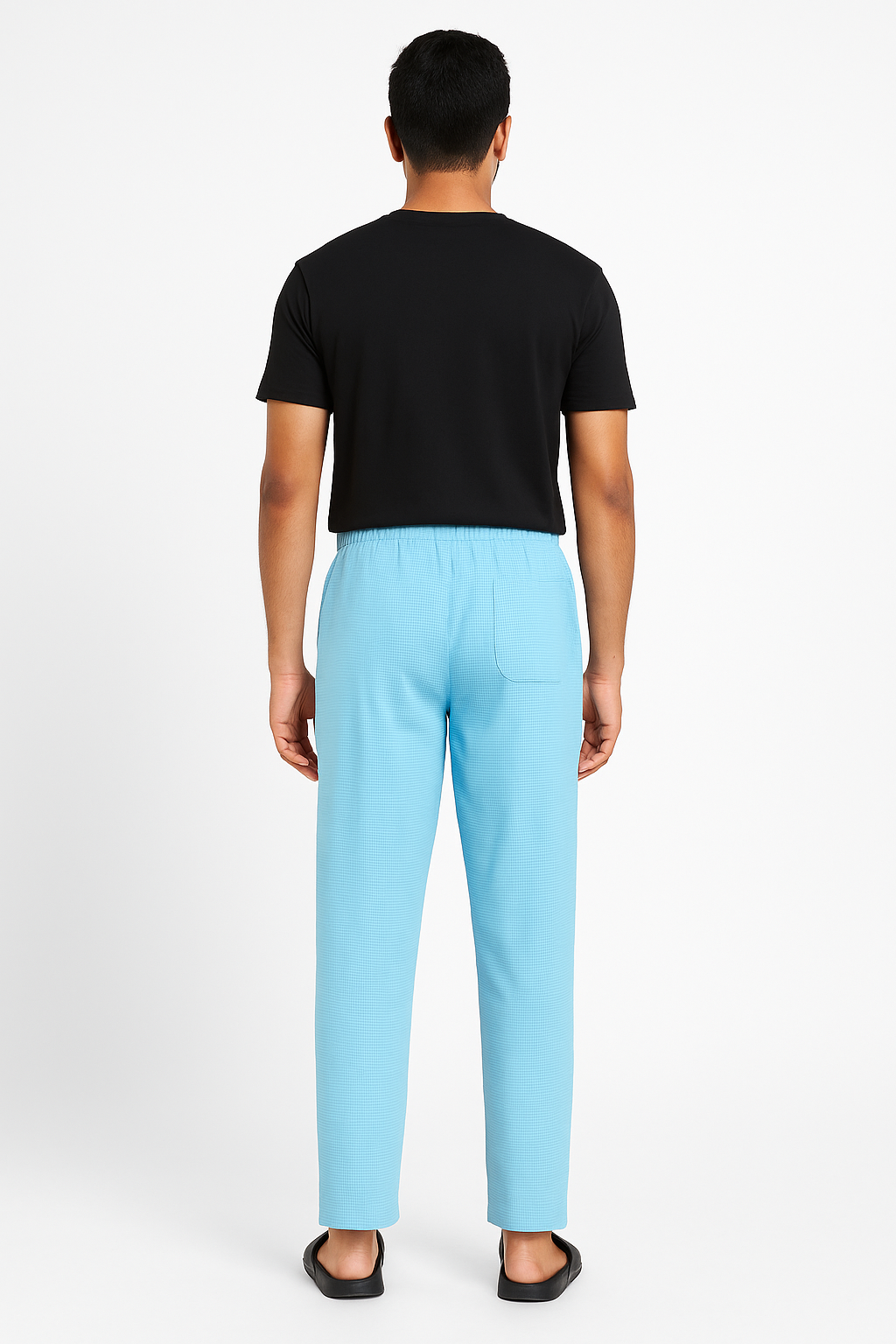 CottCraft Men’s Sky Blue Graph Pattern Oxford Cotton Pyjama