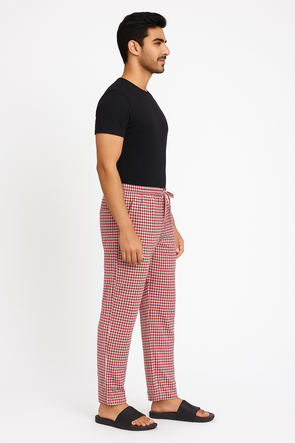 CottCraft Oxford Cotton Checked Pyjama with Side Pockets